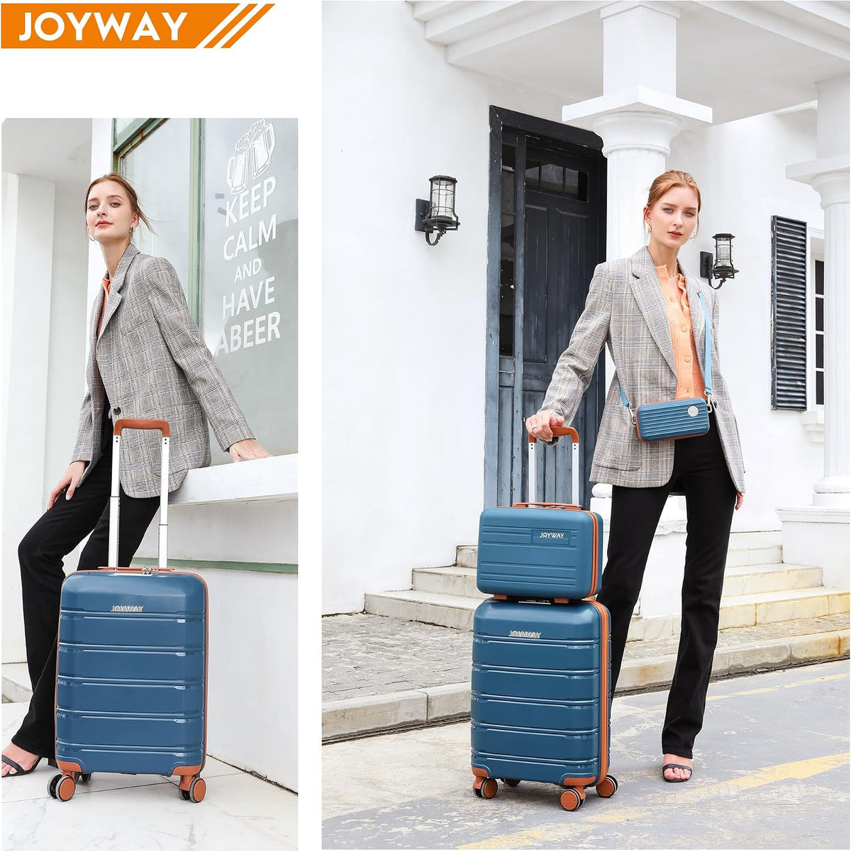 20 Inch Carry On Luggage with TSA Lock, Durable Hardshell Suitcase for Travel, Unisex Checked Set for Men and Women Dark Blue