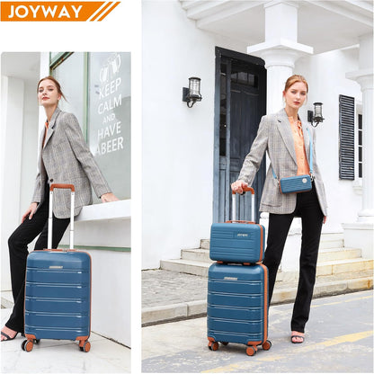 20 Inch Carry On Luggage with TSA Lock, Durable Hardshell Suitcase for Travel, Unisex Checked Set for Men and Women Dark Blue
