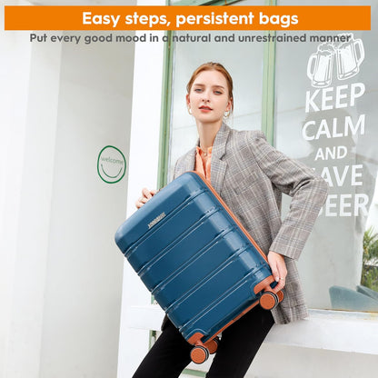 20 Inch Carry On Luggage with TSA Lock, Durable Hardshell Suitcase for Travel, Unisex Checked Set for Men and Women Dark Blue
