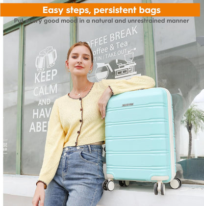 20 Inch Carry On Luggage with TSA Lock, Durable Hardshell Suitcase for Travel, Unisex Checked Set for Men and Women Dark Blue