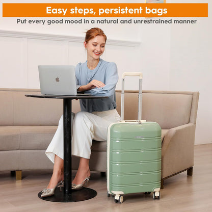 20 Inch Carry On Luggage with TSA Lock, Durable Hardshell Suitcase for Travel, Unisex Checked Set for Men and Women Dark Blue