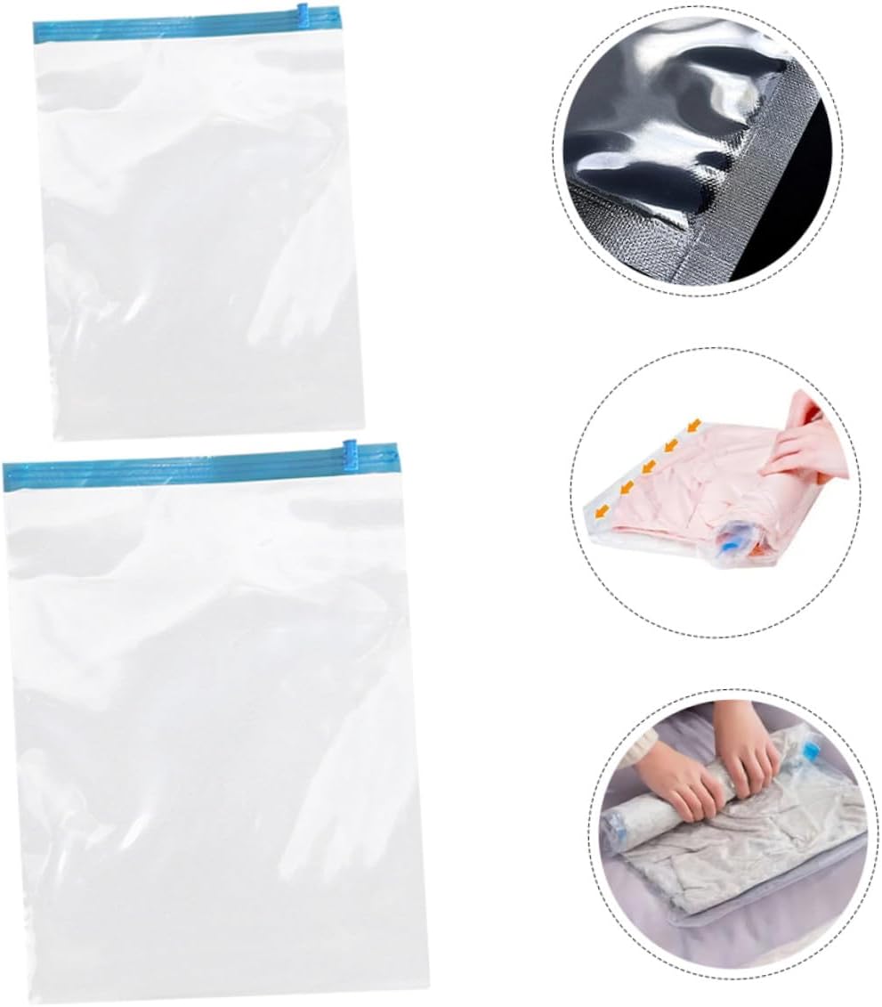 12pcs Hand Roll up Vacuum Storage Bags for Travel Suitcases, Pa+pe Space Saving Compression Bags 35x50cm 40x60cm Reusable Garment Organizer