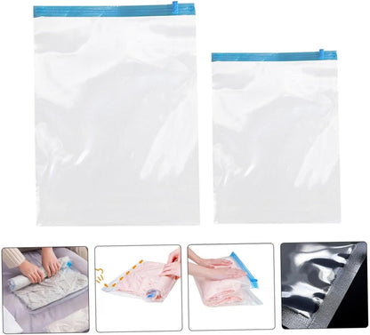 12pcs Hand Roll up Vacuum Storage Bags for Travel Suitcases, Pa+pe Space Saving Compression Bags 35x50cm 40x60cm Reusable Garment Organizer