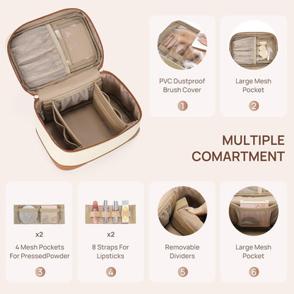Large Makeup Bag, Travel Toiletry Bag for Women, Vegan Leather | Makeup Organizer Case Cosmetic Bag for Travel Essentials