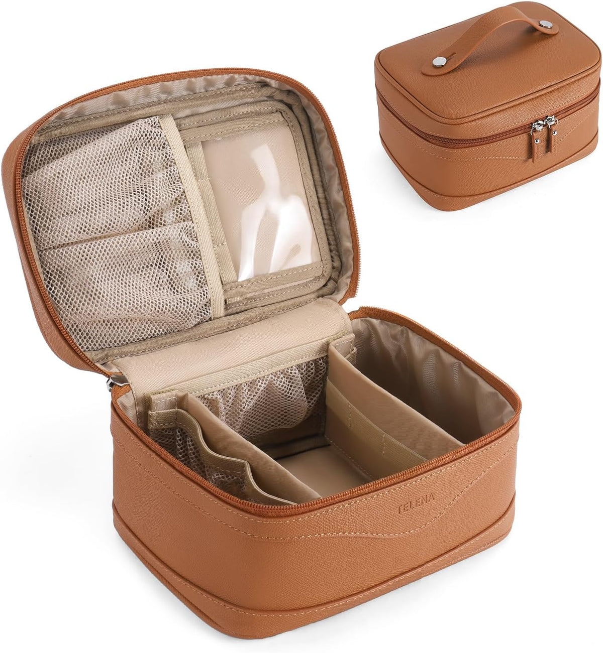 Large Makeup Bag, Travel Toiletry Bag for Women, Vegan Leather | Makeup Organizer Case Cosmetic Bag for Travel Essentials