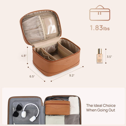 Large Makeup Bag, Travel Toiletry Bag for Women, Vegan Leather | Makeup Organizer Case Cosmetic Bag for Travel Essentials