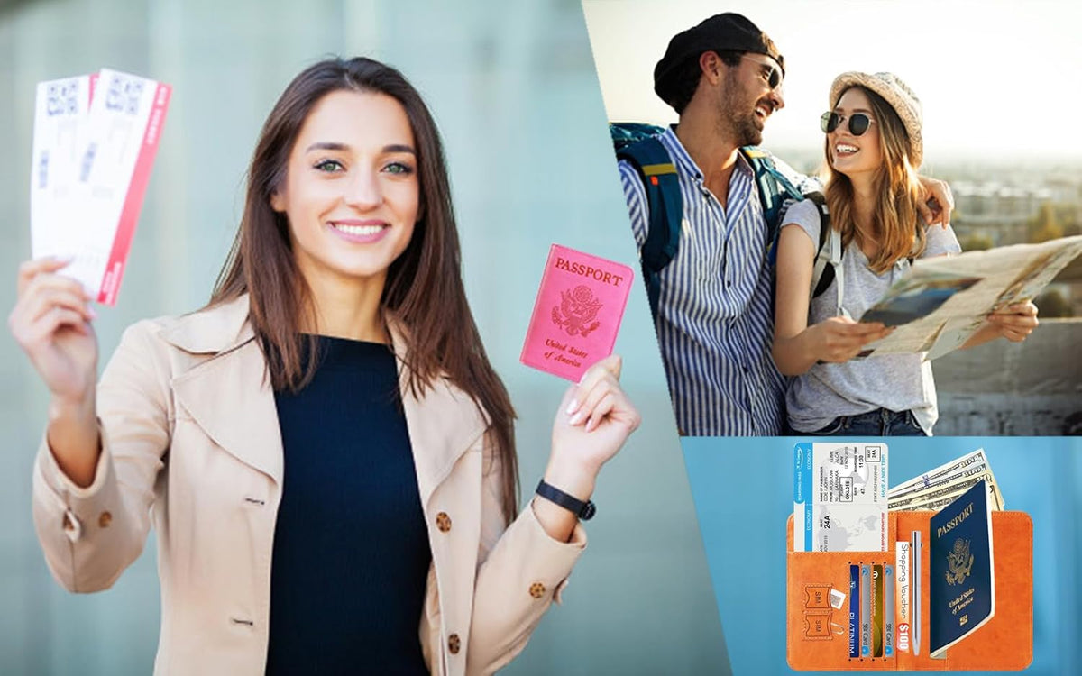 Passport Holder, Travel Essentials, Passport Cover, RFID Travel Wallet | Passport Wallet, Travel Accessories, RFID Blocking, Synthetic Leather Card Case, International Must Haves, For Women Men
