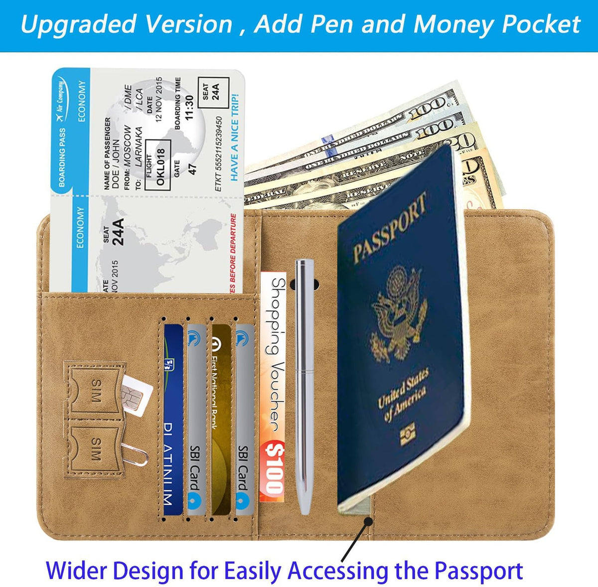 Passport Holder, Travel Essentials, Passport Cover, RFID Travel Wallet | Passport Wallet, Travel Accessories, RFID Blocking, Synthetic Leather Card Case, International Must Haves, For Women Men