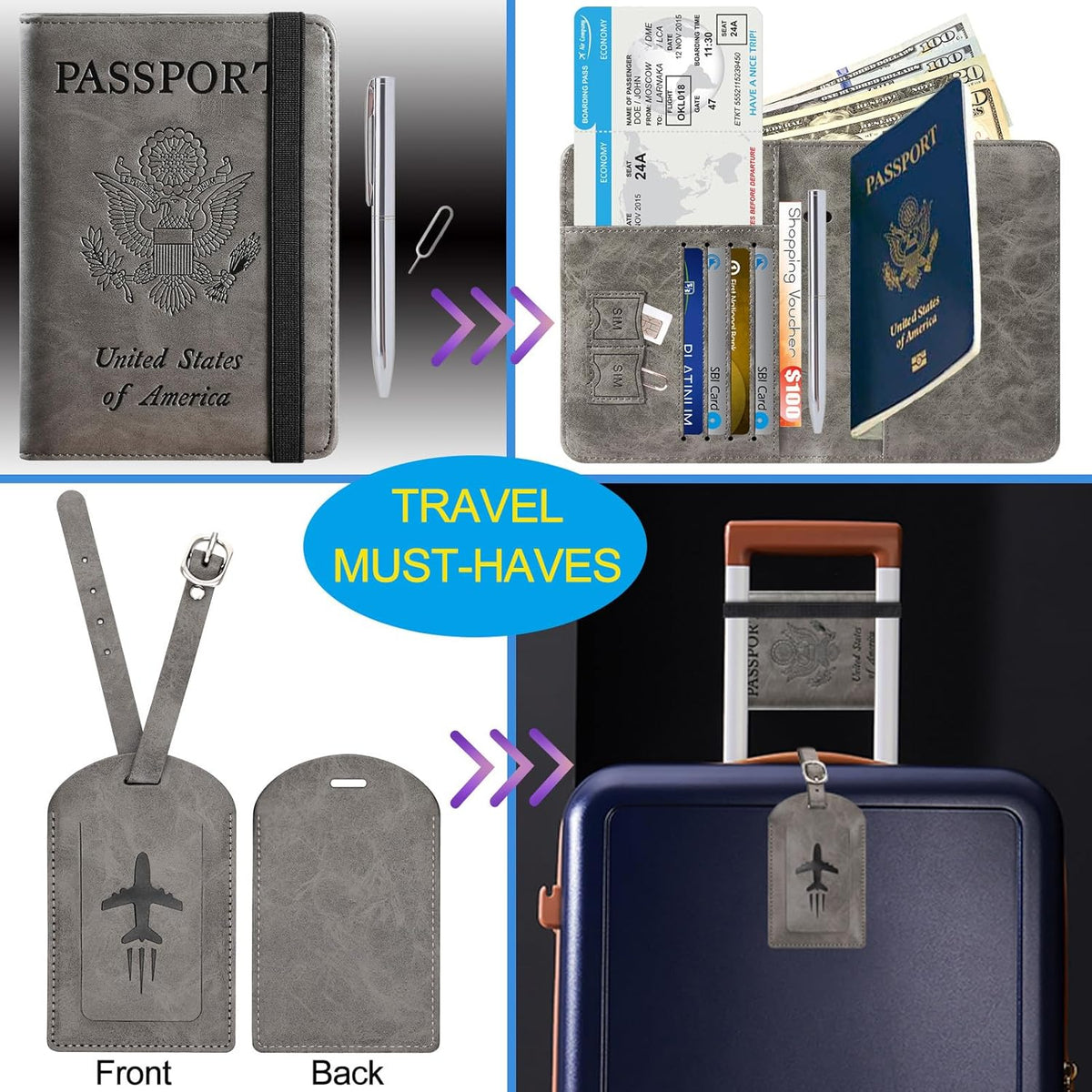 Passport Holder, Travel Essentials, Passport Cover, RFID Travel Wallet | Passport Wallet, Travel Accessories, RFID Blocking, Synthetic Leather Card Case, International Must Haves, For Women Men