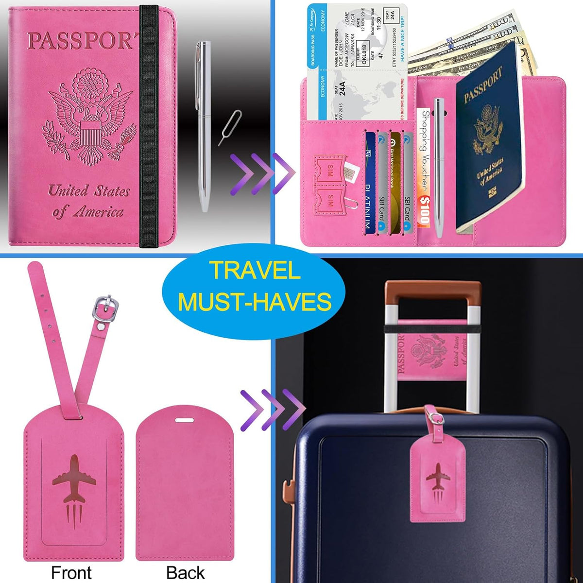 Passport Holder, Travel Essentials, Passport Cover, RFID Travel Wallet | Passport Wallet, Travel Accessories, RFID Blocking, Synthetic Leather Card Case, International Must Haves, For Women Men