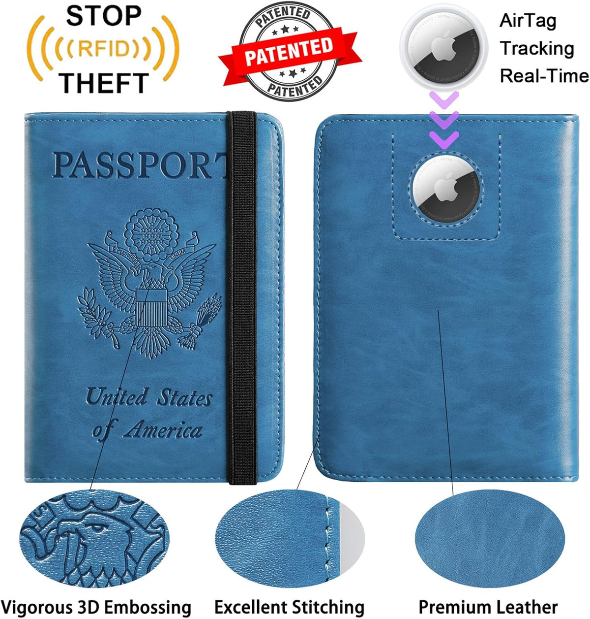 Passport Holder, Travel Essentials, Passport Cover, RFID Travel Wallet | Passport Wallet, Travel Accessories, RFID Blocking, Synthetic Leather Card Case, International Must Haves, For Women Men