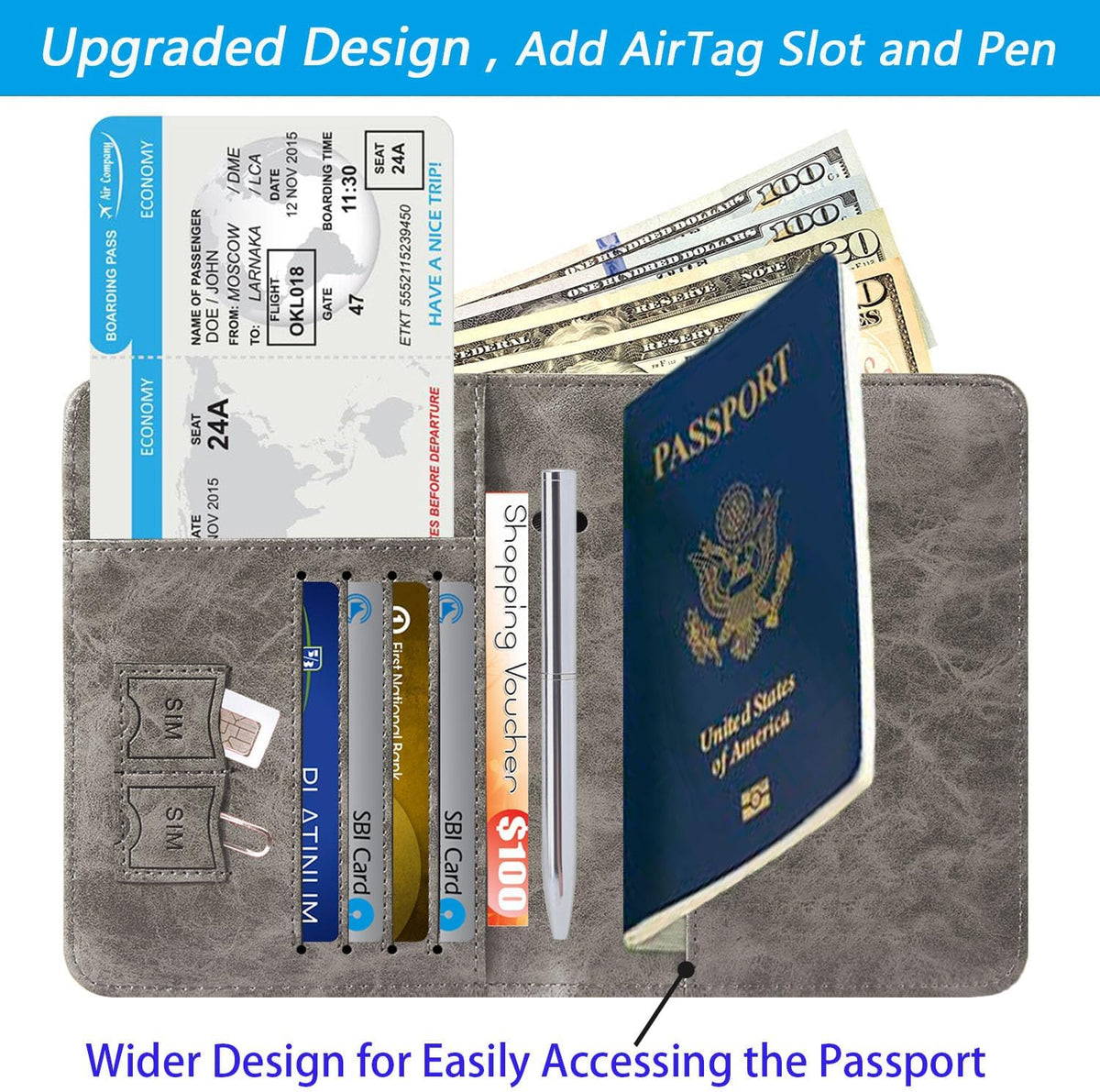 Passport Holder, Travel Essentials, Passport Cover, RFID Travel Wallet | Passport Wallet, Travel Accessories, RFID Blocking, Synthetic Leather Card Case, International Must Haves, For Women Men
