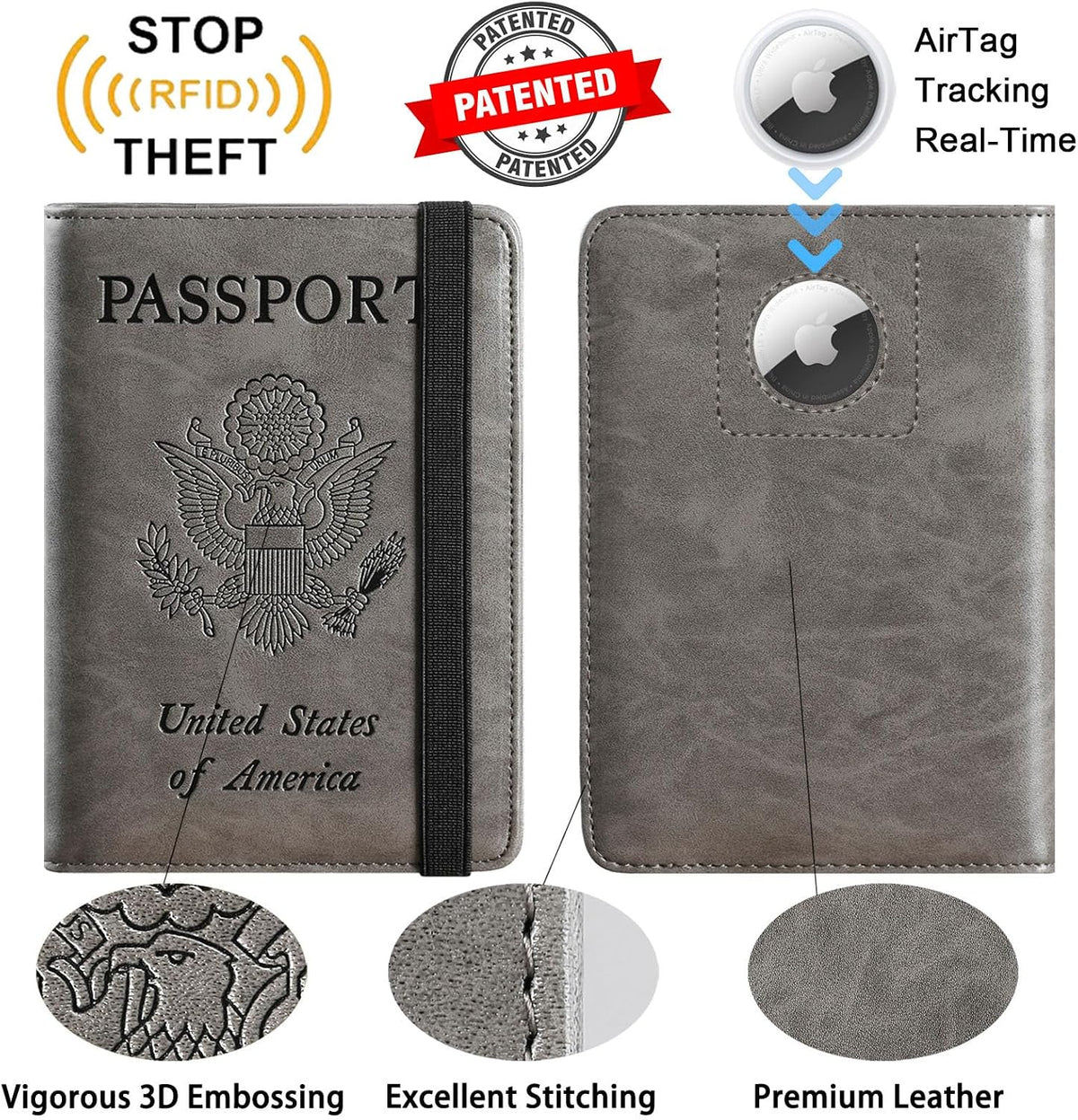 Passport Holder, Travel Essentials, Passport Cover, RFID Travel Wallet | Passport Wallet, Travel Accessories, RFID Blocking, Synthetic Leather Card Case, International Must Haves, For Women Men