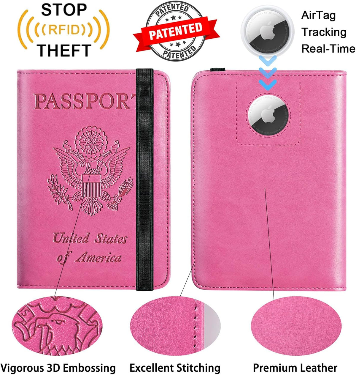 Passport Holder, Travel Essentials, Passport Cover, RFID Travel Wallet | Passport Wallet, Travel Accessories, RFID Blocking, Synthetic Leather Card Case, International Must Haves, For Women Men