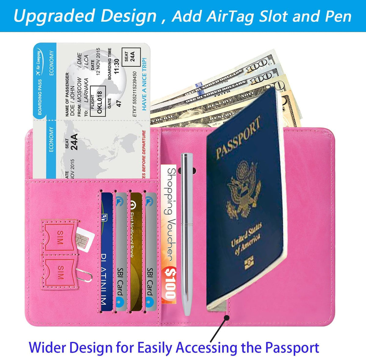 Passport Holder, Travel Essentials, Passport Cover, RFID Travel Wallet | Passport Wallet, Travel Accessories, RFID Blocking, Synthetic Leather Card Case, International Must Haves, For Women Men
