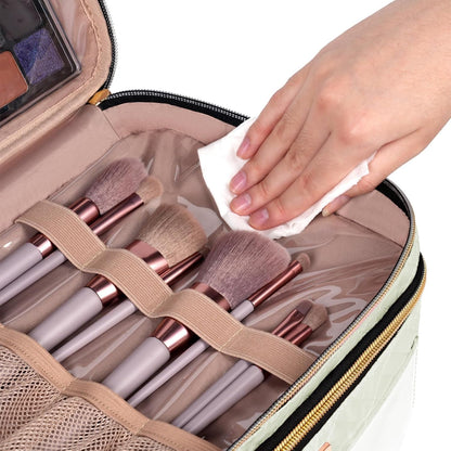 8.8L Double Layer Travel Makeup Bag Women, Large Cosmetic Case, Organizer for Travel-Size Accessories Bottles, Brushes, and Skin Care Products, Black 2.33 GAL