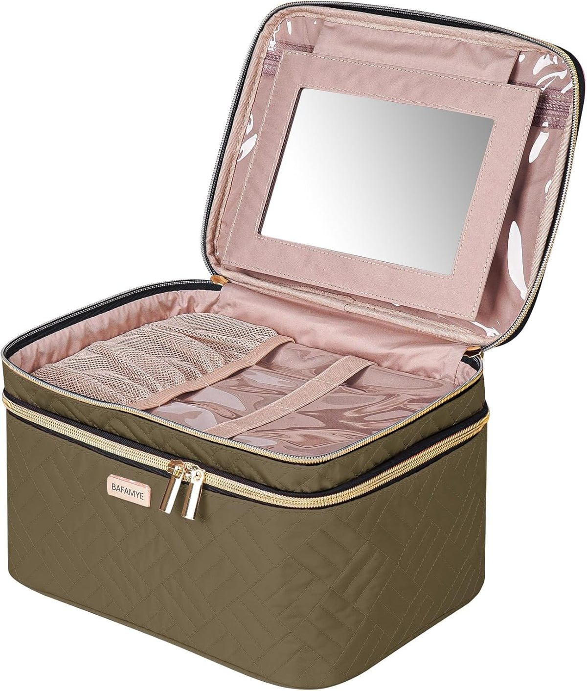 8.8L Double Layer Travel Makeup Bag Women, Large Cosmetic Case, Organizer for Travel-Size Accessories Bottles, Brushes, and Skin Care Products, Black 2.33 GAL