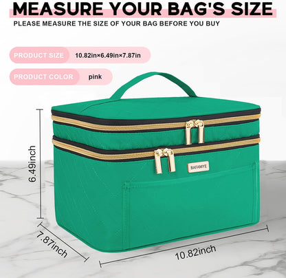 8.8L Double Layer Travel Makeup Bag Women, Large Cosmetic Case, Organizer for Travel-Size Accessories Bottles, Brushes, and Skin Care Products, Black 2.33 GAL