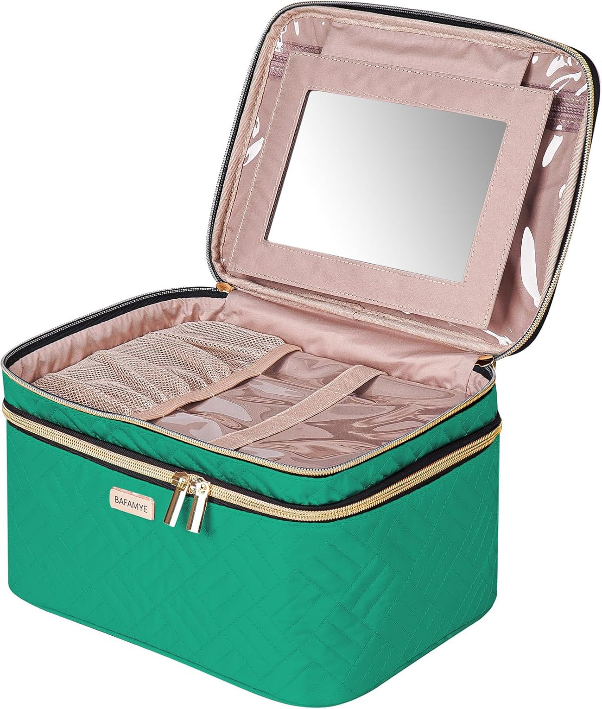 8.8L Double Layer Travel Makeup Bag Women, Large Cosmetic Case, Organizer for Travel-Size Accessories Bottles, Brushes, and Skin Care Products, Black 2.33 GAL
