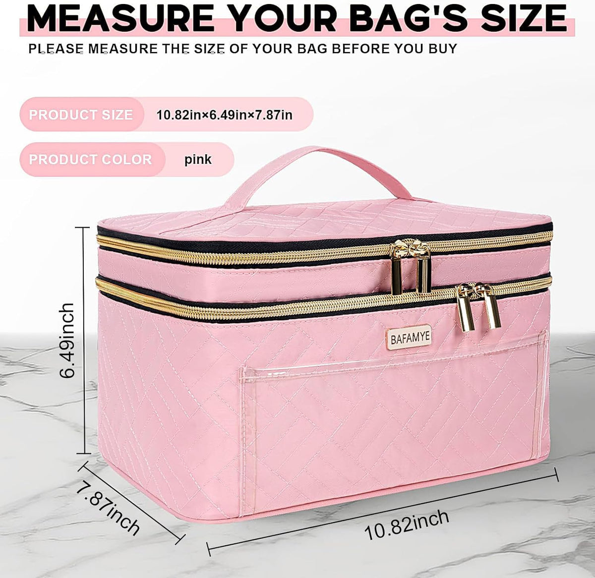 8.8L Double Layer Travel Makeup Bag Women, Large Cosmetic Case, Organizer for Travel-Size Accessories Bottles, Brushes, and Skin Care Products, Black 2.33 GAL