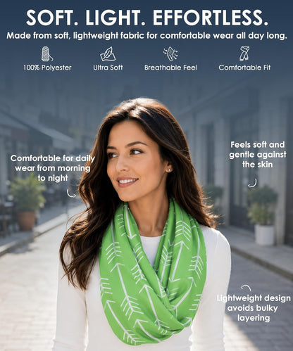 Infinity Scarf for Women - Lightweight Travel Scarf with Hidden Zipper Pocket - Arrow Pattern