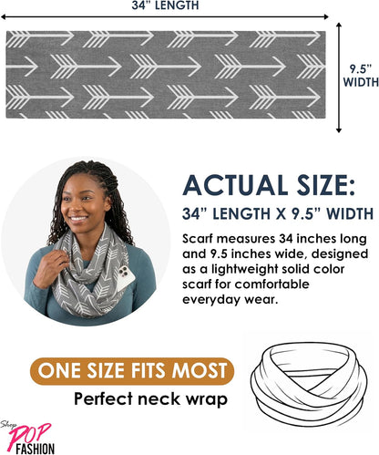 Infinity Scarf for Women - Lightweight Travel Scarf with Hidden Zipper Pocket - Arrow Pattern