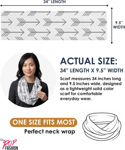 Infinity Scarf for Women - Lightweight Travel Scarf with Hidden Zipper Pocket - Arrow Pattern