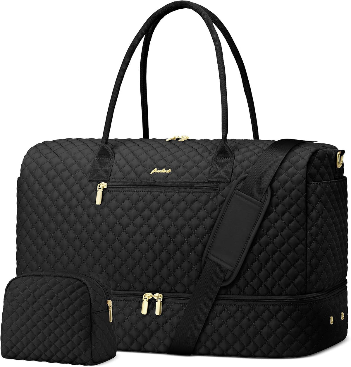 Travel Bag Weekender Bags for Women - Carry on Overnight Bag with Shoe Compartment Duffle Bag with Laptop Pocket Hospital Bag for Labor Delivery Gym Tote Bag with Toiletry Bag Black Brown