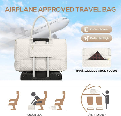 Travel Bag Weekender Bags for Women - Carry on Overnight Bag with Shoe Compartment Duffle Bag with Laptop Pocket Hospital Bag for Labor Delivery Gym Tote Bag with Toiletry Bag Black Brown