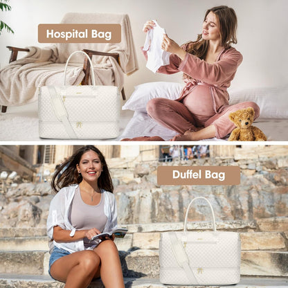 Travel Bag Weekender Bags for Women - Carry on Overnight Bag with Shoe Compartment Duffle Bag with Laptop Pocket Hospital Bag for Labor Delivery Gym Tote Bag with Toiletry Bag Black Brown