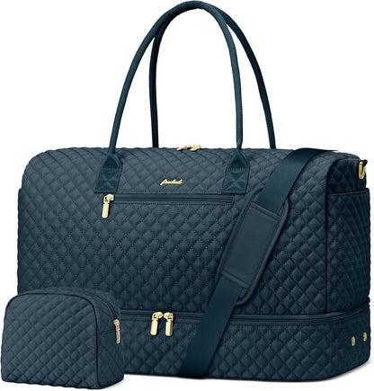 Travel Bag Weekender Bags for Women - Carry on Overnight Bag with Shoe Compartment Duffle Bag with Laptop Pocket Hospital Bag for Labor Delivery Gym Tote Bag with Toiletry Bag Black Brown