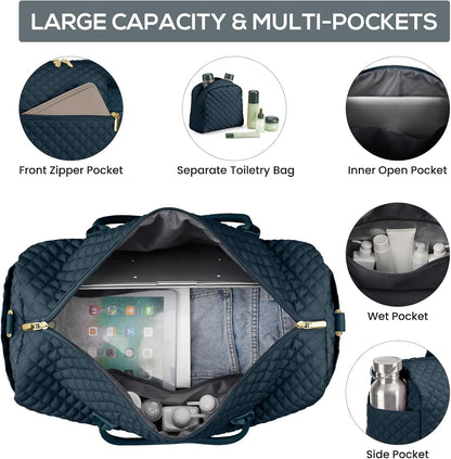 Travel Bag Weekender Bags for Women - Carry on Overnight Bag with Shoe Compartment Duffle Bag with Laptop Pocket Hospital Bag for Labor Delivery Gym Tote Bag with Toiletry Bag Black Brown