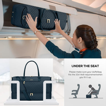 Travel Bag Weekender Bags for Women - Carry on Overnight Bag with Shoe Compartment Duffle Bag with Laptop Pocket Hospital Bag for Labor Delivery Gym Tote Bag with Toiletry Bag Black Brown