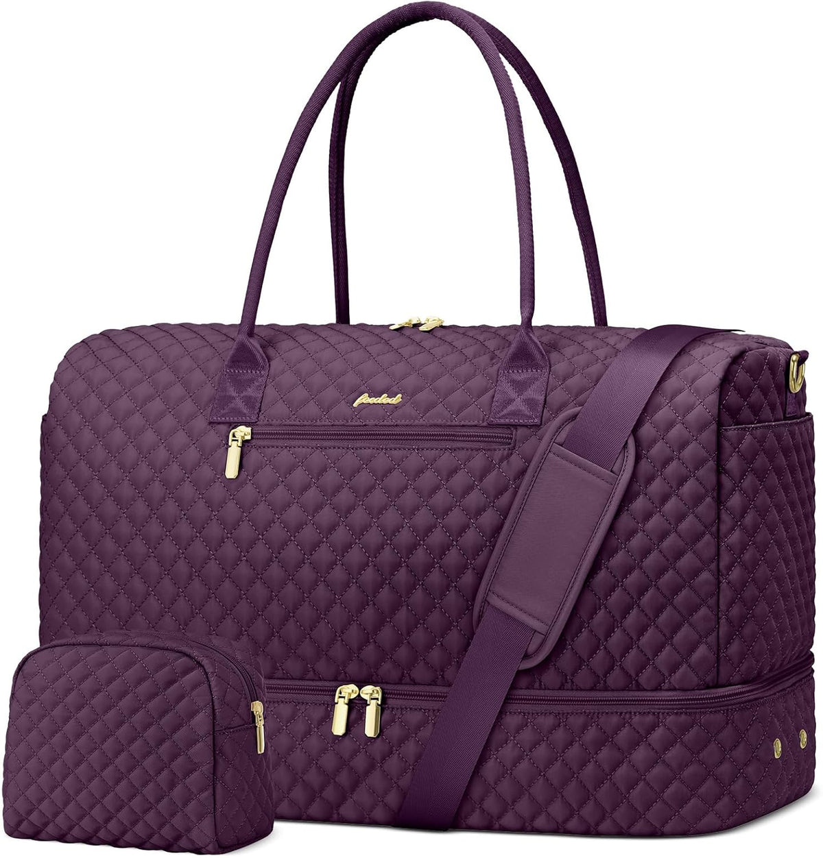 Travel Bag Weekender Bags for Women - Carry on Overnight Bag with Shoe Compartment Duffle Bag with Laptop Pocket Hospital Bag for Labor Delivery Gym Tote Bag with Toiletry Bag Black Brown