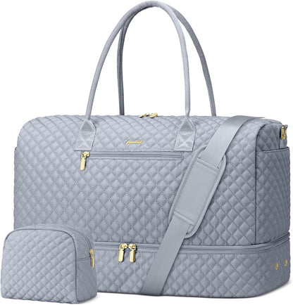 Travel Bag Weekender Bags for Women - Carry on Overnight Bag with Shoe Compartment Duffle Bag with Laptop Pocket Hospital Bag for Labor Delivery Gym Tote Bag with Toiletry Bag Black Brown