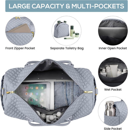 Travel Bag Weekender Bags for Women - Carry on Overnight Bag with Shoe Compartment Duffle Bag with Laptop Pocket Hospital Bag for Labor Delivery Gym Tote Bag with Toiletry Bag Black Brown