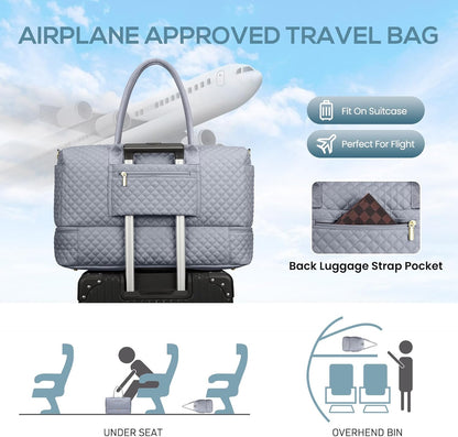 Travel Bag Weekender Bags for Women - Carry on Overnight Bag with Shoe Compartment Duffle Bag with Laptop Pocket Hospital Bag for Labor Delivery Gym Tote Bag with Toiletry Bag Black Brown