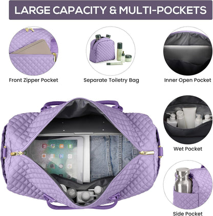 Travel Bag Weekender Bags for Women - Carry on Overnight Bag with Shoe Compartment Duffle Bag with Laptop Pocket Hospital Bag for Labor Delivery Gym Tote Bag with Toiletry Bag Black Brown