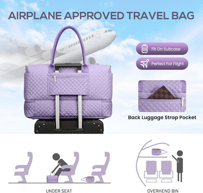 Travel Bag Weekender Bags for Women - Carry on Overnight Bag with Shoe Compartment Duffle Bag with Laptop Pocket Hospital Bag for Labor Delivery Gym Tote Bag with Toiletry Bag Black Brown