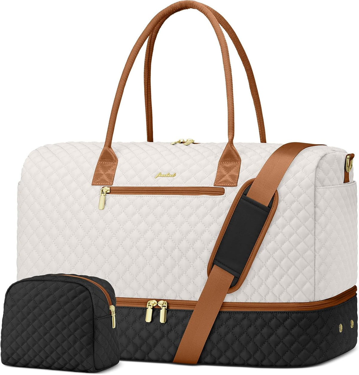 Travel Bag Weekender Bags for Women - Carry on Overnight Bag with Shoe Compartment Duffle Bag with Laptop Pocket Hospital Bag for Labor Delivery Gym Tote Bag with Toiletry Bag Black Brown