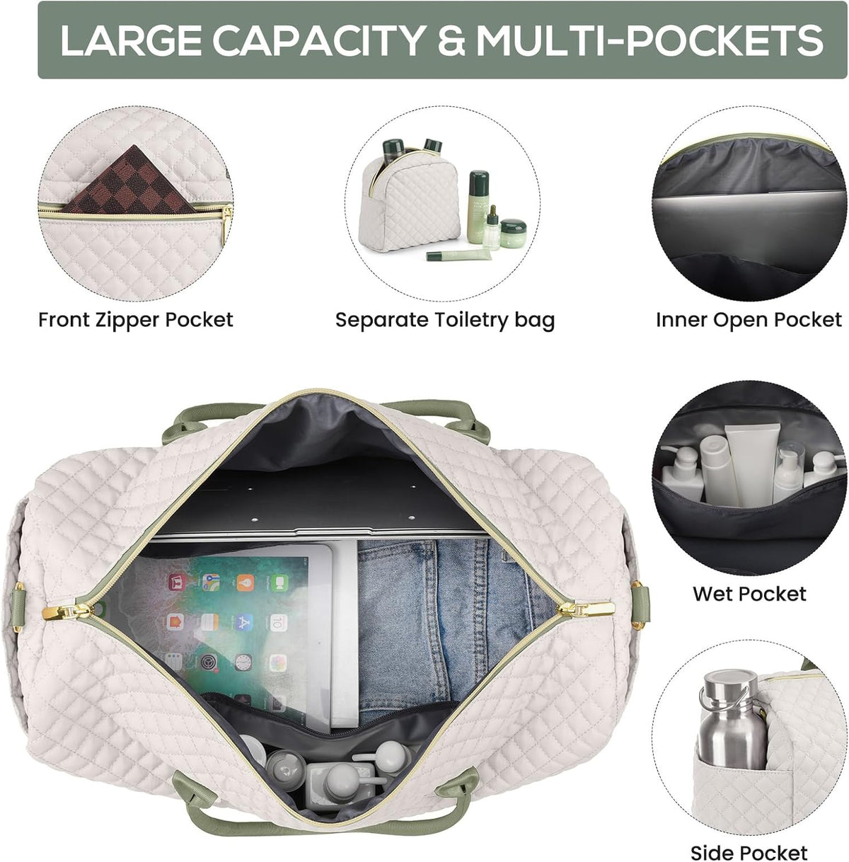 Travel Bag Weekender Bags for Women - Carry on Overnight Bag with Shoe Compartment Duffle Bag with Laptop Pocket Hospital Bag for Labor Delivery Gym Tote Bag with Toiletry Bag Black Brown