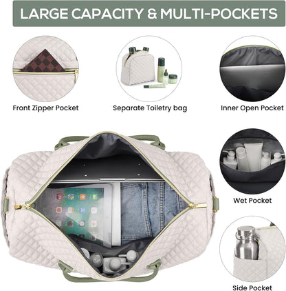 Travel Bag Weekender Bags for Women - Carry on Overnight Bag with Shoe Compartment Duffle Bag with Laptop Pocket Hospital Bag for Labor Delivery Gym Tote Bag with Toiletry Bag Black Brown