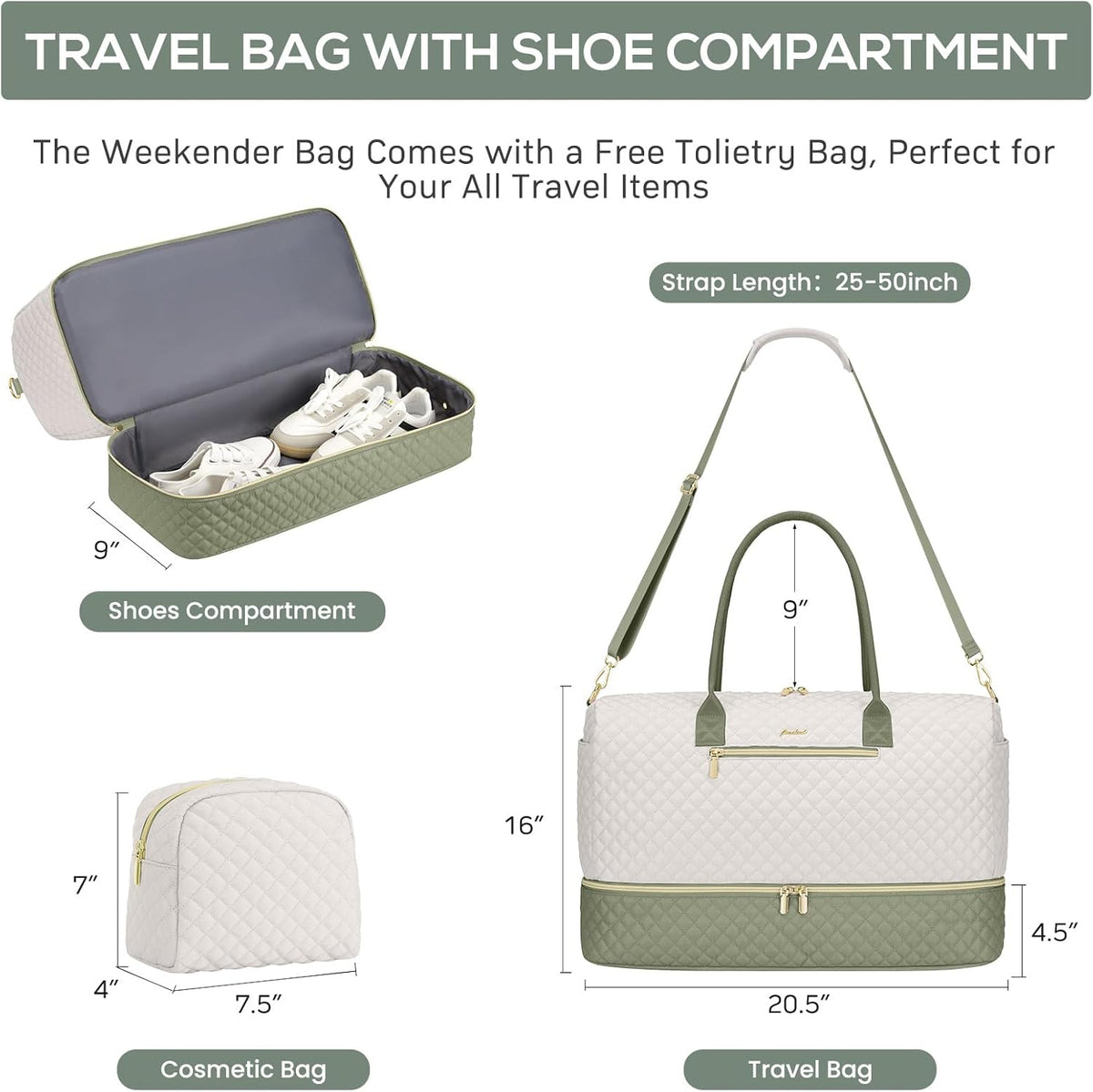 Travel Bag Weekender Bags for Women - Carry on Overnight Bag with Shoe Compartment Duffle Bag with Laptop Pocket Hospital Bag for Labor Delivery Gym Tote Bag with Toiletry Bag Black Brown