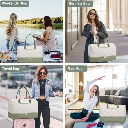 Travel Bag Weekender Bags for Women - Carry on Overnight Bag with Shoe Compartment Duffle Bag with Laptop Pocket Hospital Bag for Labor Delivery Gym Tote Bag with Toiletry Bag Black Brown