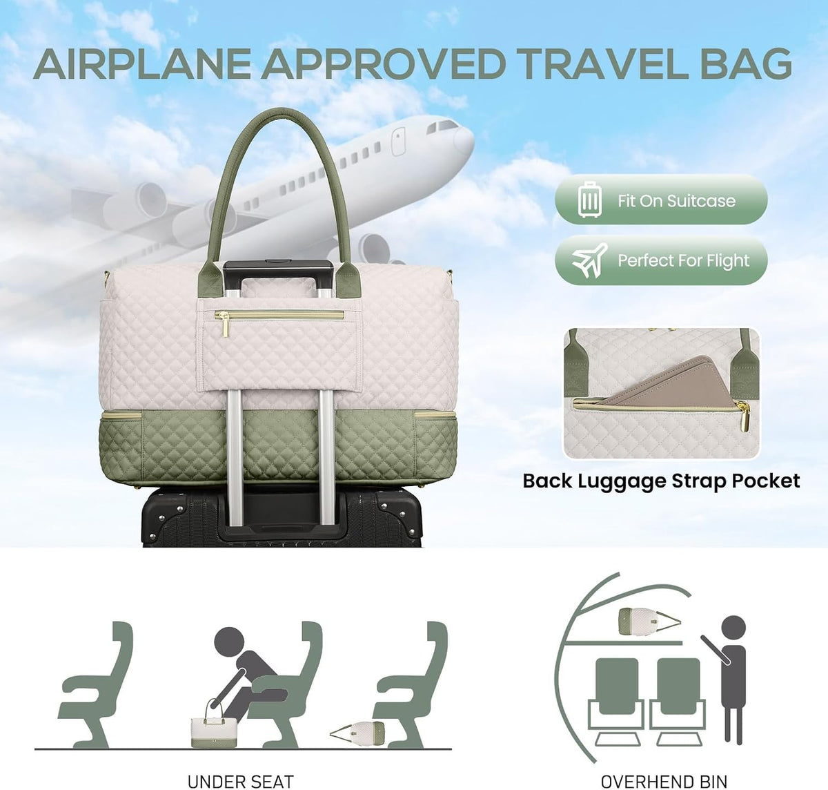 Travel Bag Weekender Bags for Women - Carry on Overnight Bag with Shoe Compartment Duffle Bag with Laptop Pocket Hospital Bag for Labor Delivery Gym Tote Bag with Toiletry Bag Black Brown