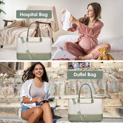 Travel Bag Weekender Bags for Women - Carry on Overnight Bag with Shoe Compartment Duffle Bag with Laptop Pocket Hospital Bag for Labor Delivery Gym Tote Bag with Toiletry Bag Black Brown