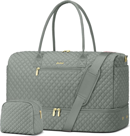 Travel Bag Weekender Bags for Women - Carry on Overnight Bag with Shoe Compartment Duffle Bag with Laptop Pocket Hospital Bag for Labor Delivery Gym Tote Bag with Toiletry Bag Black Brown