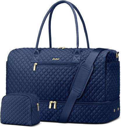 Travel Bag Weekender Bags for Women - Carry on Overnight Bag with Shoe Compartment Duffle Bag with Laptop Pocket Hospital Bag for Labor Delivery Gym Tote Bag with Toiletry Bag Black Brown