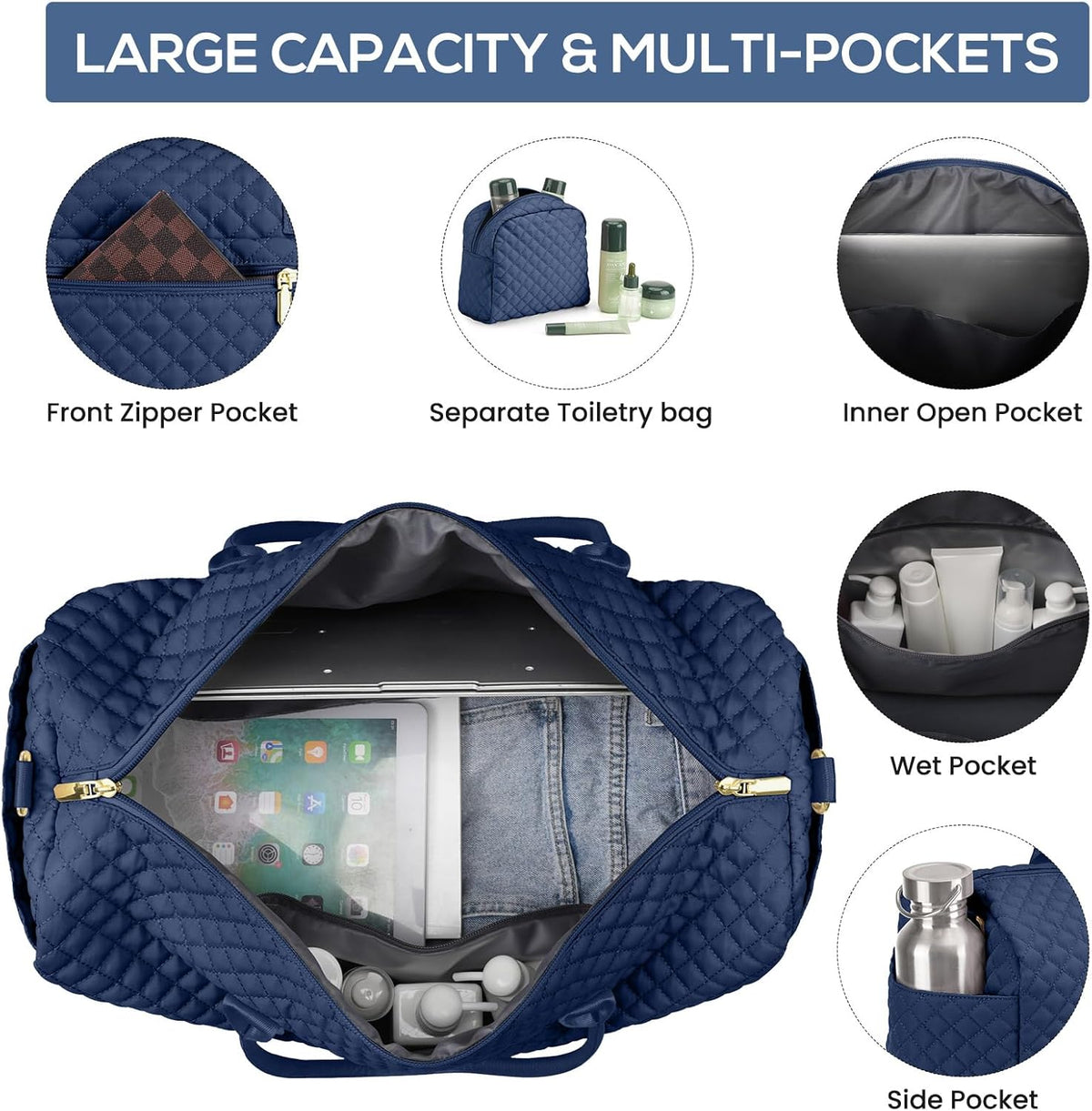 Travel Bag Weekender Bags for Women - Carry on Overnight Bag with Shoe Compartment Duffle Bag with Laptop Pocket Hospital Bag for Labor Delivery Gym Tote Bag with Toiletry Bag Black Brown