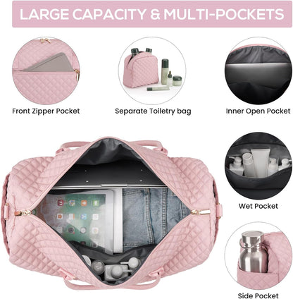 Travel Bag Weekender Bags for Women - Carry on Overnight Bag with Shoe Compartment Duffle Bag with Laptop Pocket Hospital Bag for Labor Delivery Gym Tote Bag with Toiletry Bag Black Brown